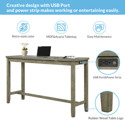 Counter Dining Set with Fabric Stools Green