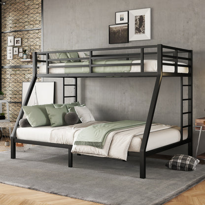 Metal Bunk Bed with Safety Rails Black