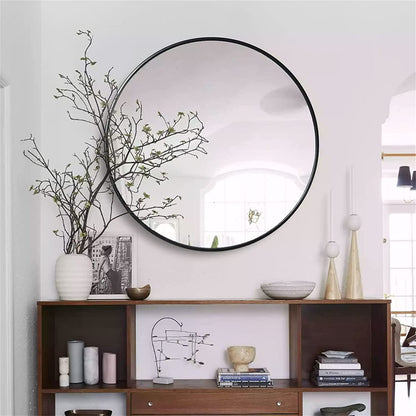 Black Round Metal Bathroom Mirror – 30”