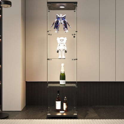 4-Layer LED Glass Display Cabinet Black