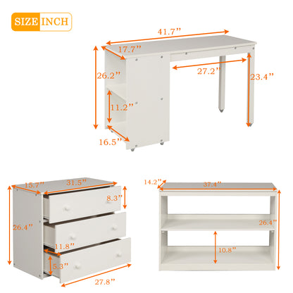 Twin Loft Bed with Desk White