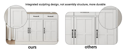 Farmhouse Buffet Sideboard – White 3-Door Cabinet