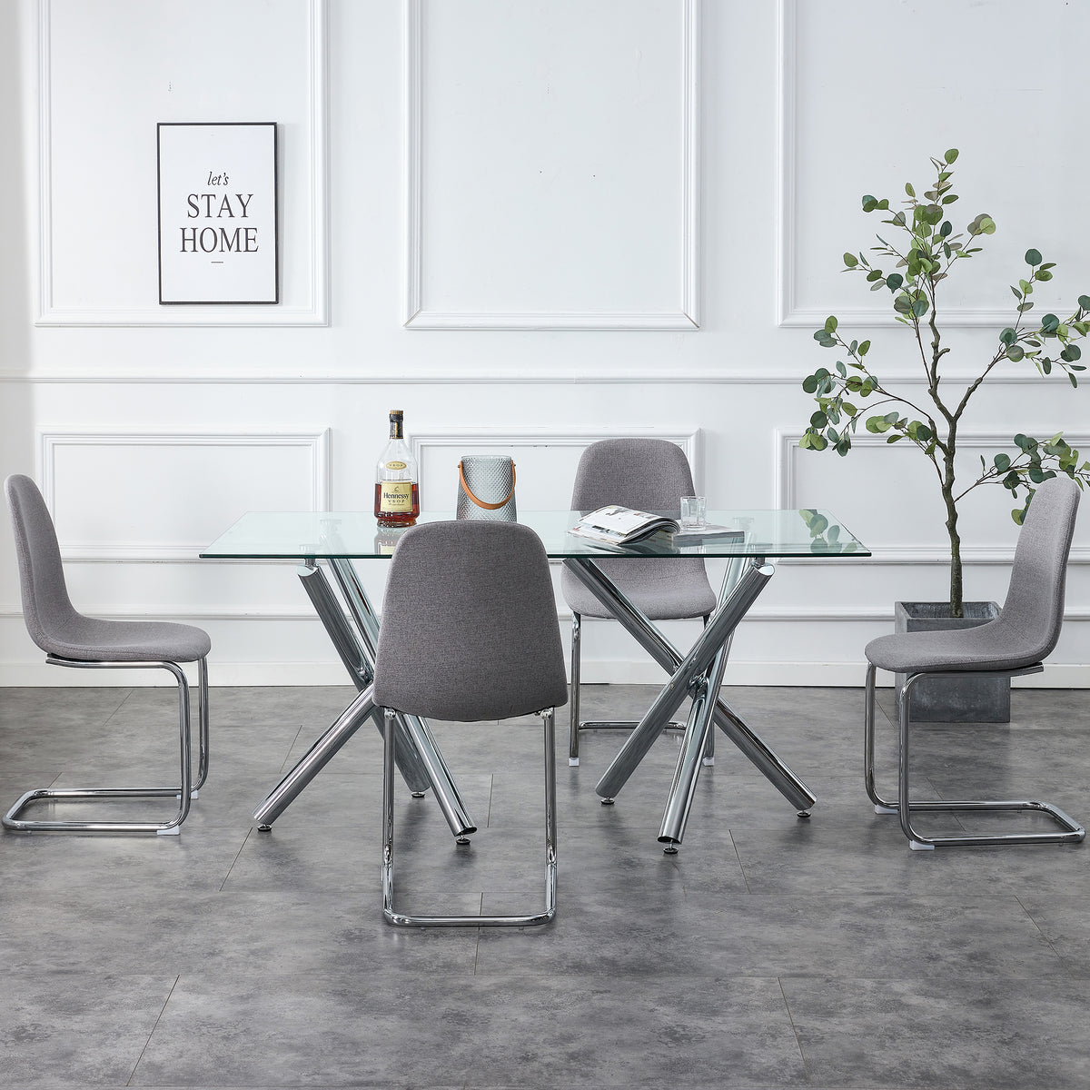 Modern Glass Dining Table – 71" Rectangular Table for 6-8 People