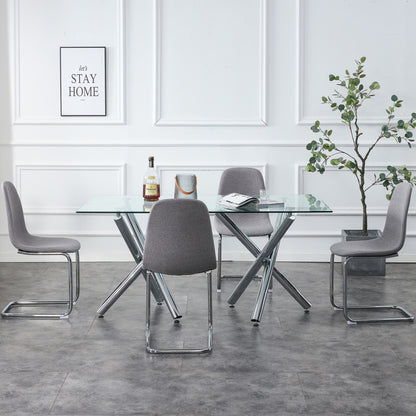 Modern Glass Dining Table – 71" Rectangular Table for 6-8 People