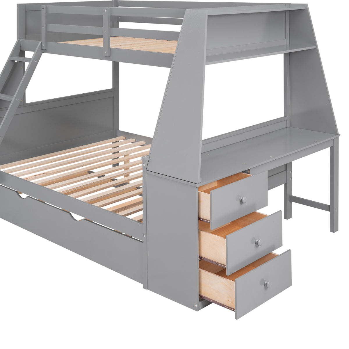 Full Bunk Bed with Desk Gray
