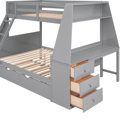 Full Bunk Bed with Desk Gray