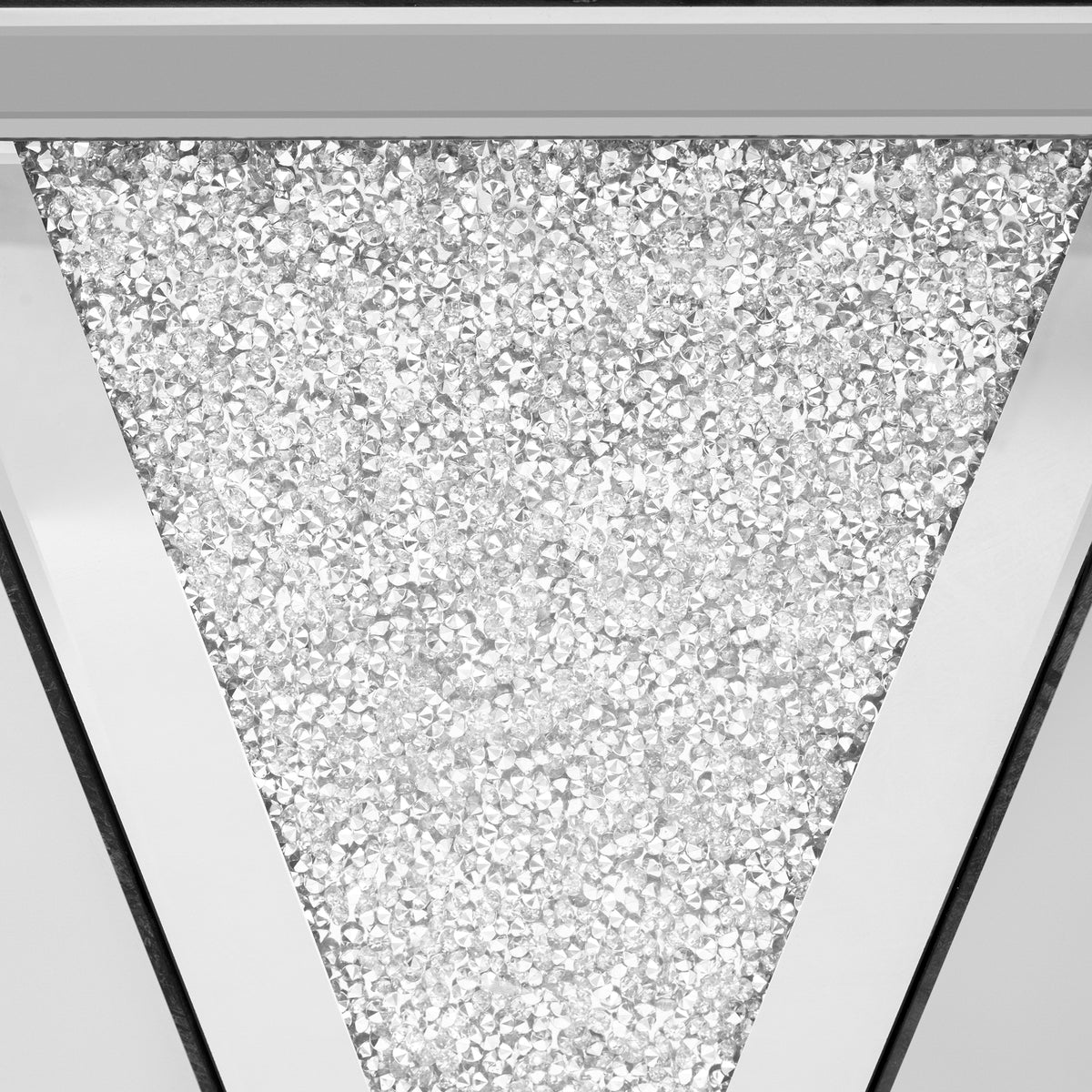 Silver Mirrored End Table with Crushed Diamond Base