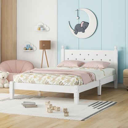 Twin Upholstered Bed with Button Headboard