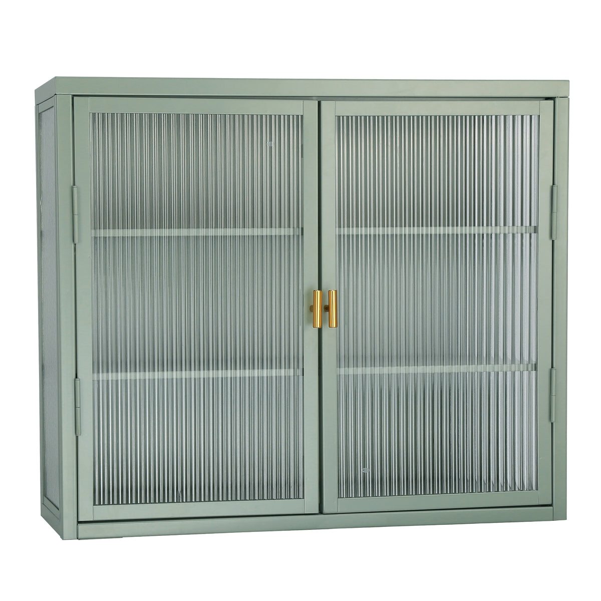 Retro Double Glass Wall Cabinet with Detachable Shelves Brown