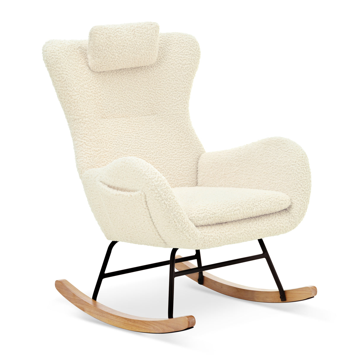 Modern Rocking Chair – Rubber Legs & Chenille Fabric