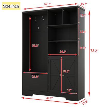 Hall Tree Storage Cabinet Black