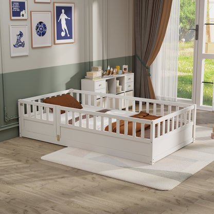 Montessori Floor Bed – White Wooden Frame
