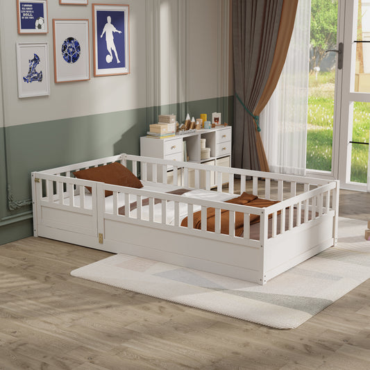 Montessori Floor Bed – White Wooden Frame