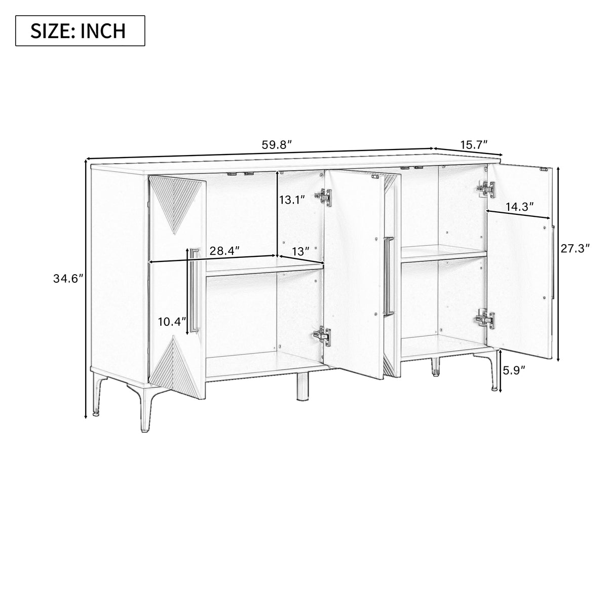 U-Style Four-Door Cabinet Taupe