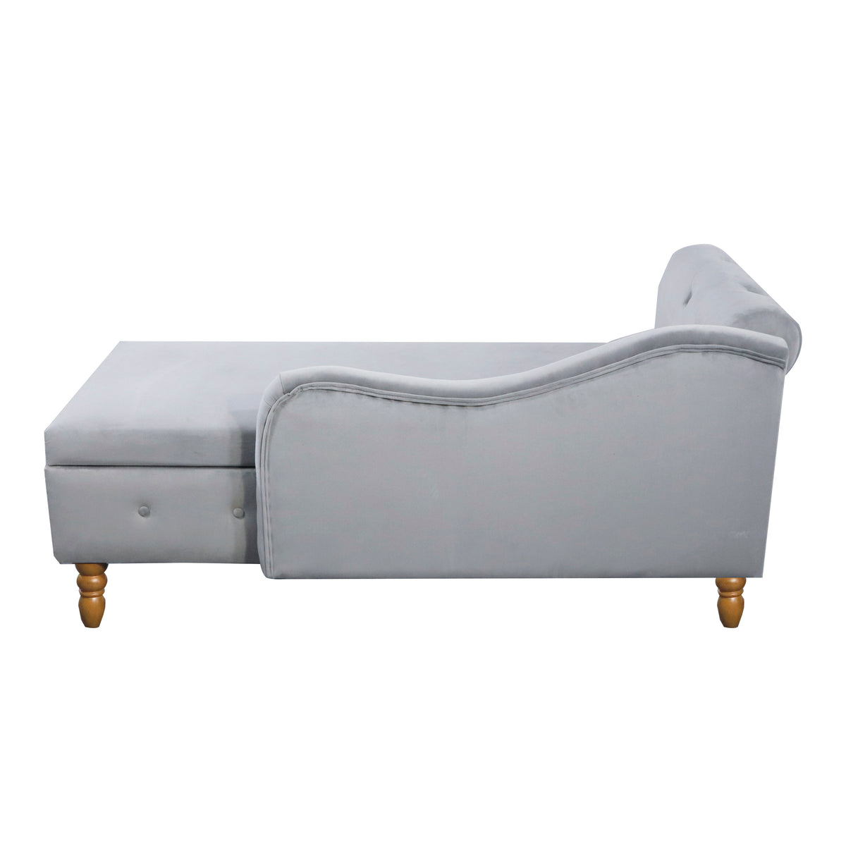 Grey Velvet Lounge Chaise – Modern Roll Arm
