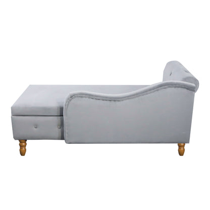 Grey Velvet Lounge Chaise – Modern Roll Arm