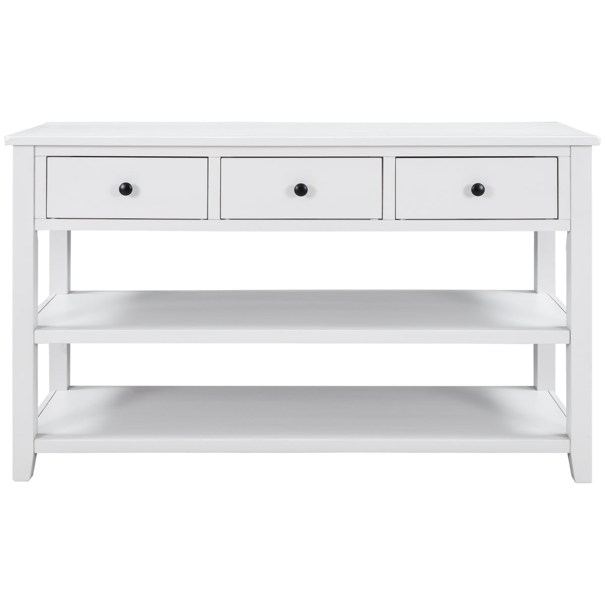Antique White Console Table – Dual Shelves