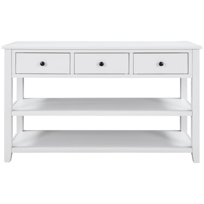 Antique White Console Table – Dual Shelves