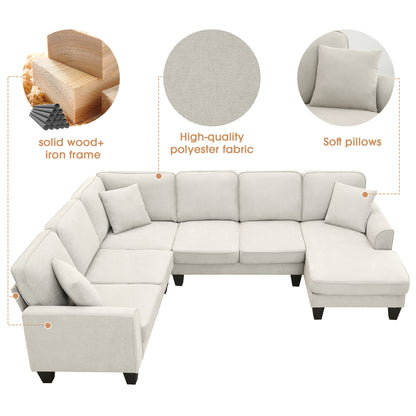 Modern Fabric Sectional Sofa – 7-Seater