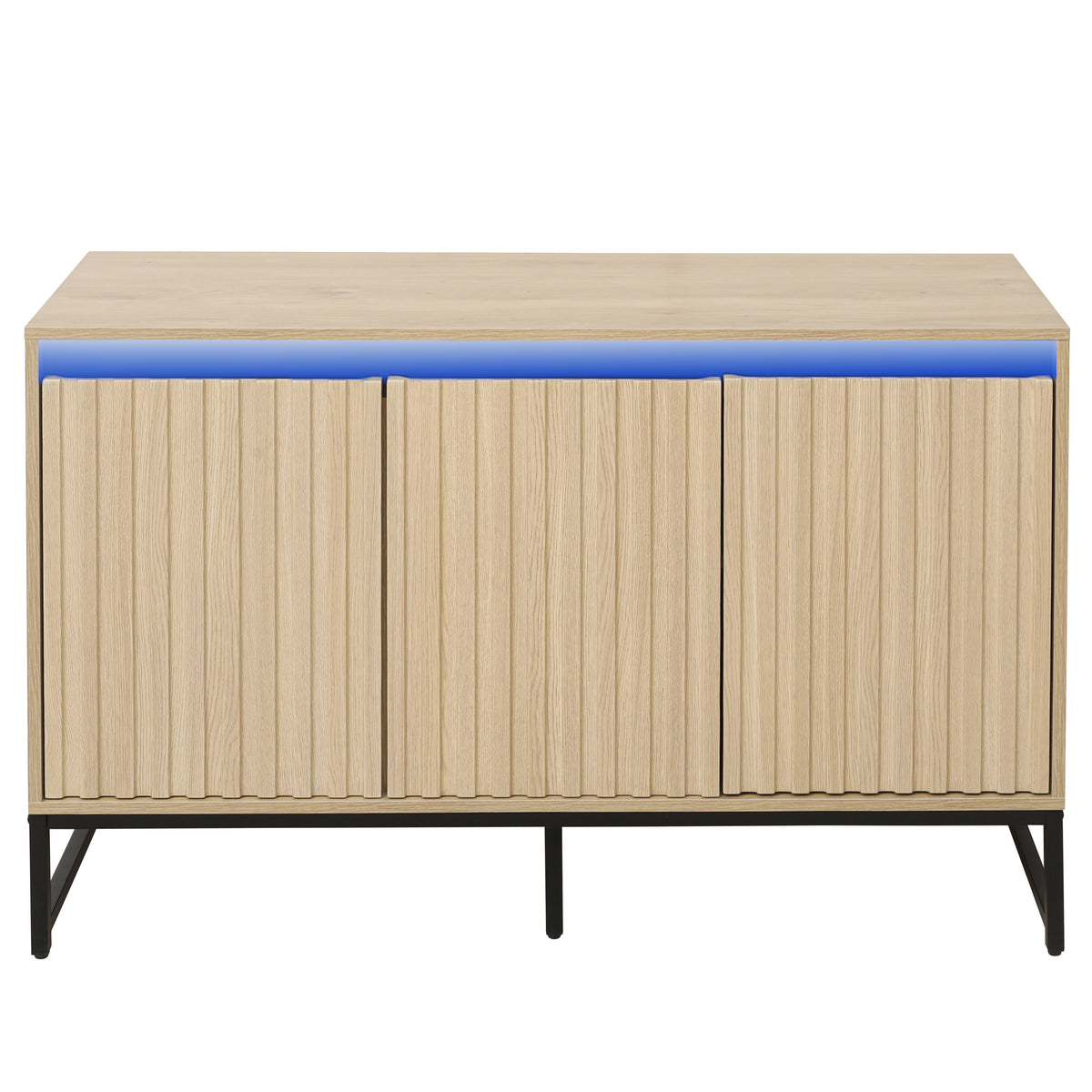 Engraved 3-Door Sideboard Cabinet with LED Lighting