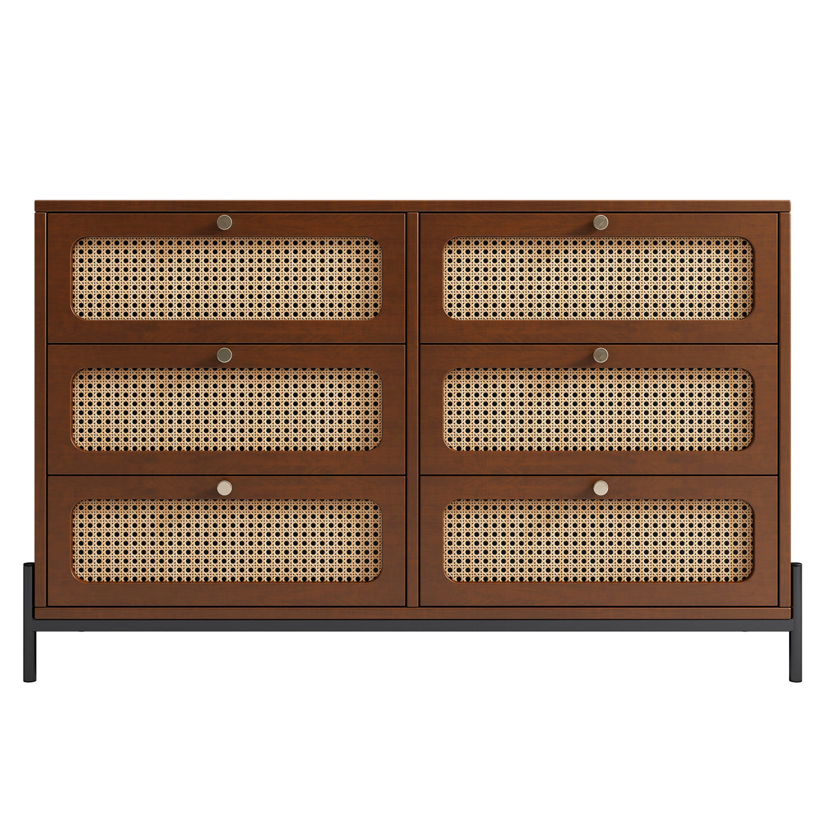 Modern Rattan Wood Closet – Walnut