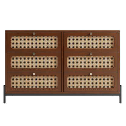 Modern Rattan Wood Closet – Walnut