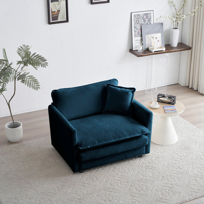 Comfy Single Sofa Chair Blue Chenille
