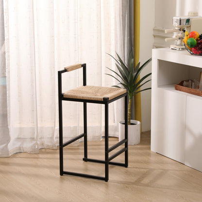 Paper Rope Counter Chairs (2 pcs) – Black Frame