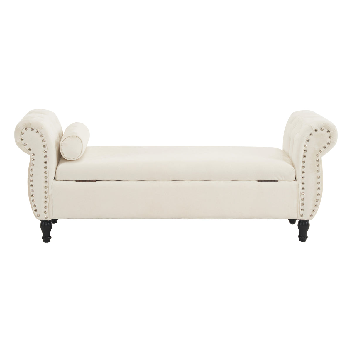Velvet Storage Ottoman Bench Gray