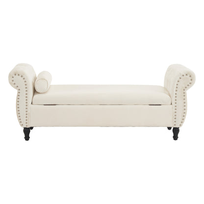 Velvet Storage Ottoman Bench Gray