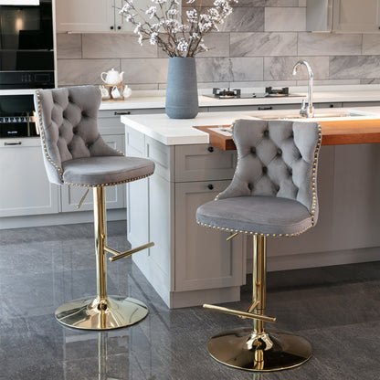 Adjustable Chrome Bar Stools Set of 2 Gray