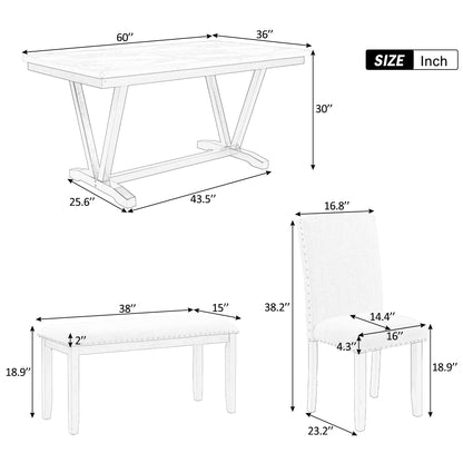 6-Piece Modern Dining Set – White Finish