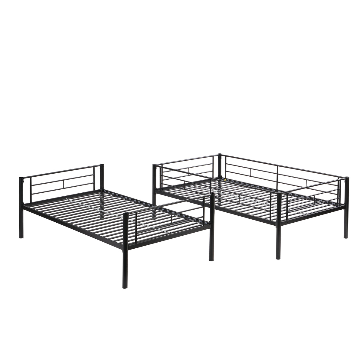 Full Metal Bunk Bed with Guardrails Black