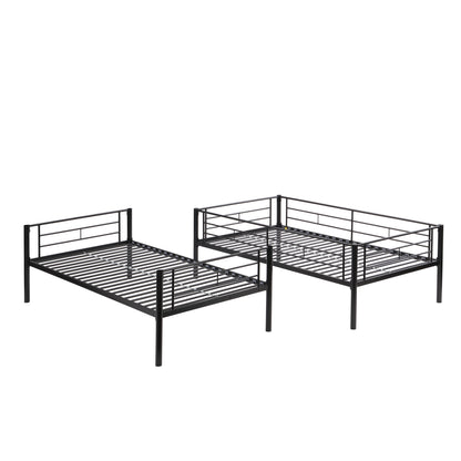 Full Metal Bunk Bed with Guardrails Black