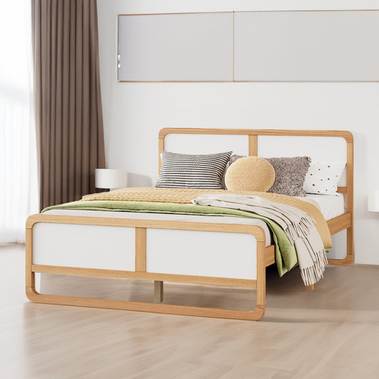 Queen Platform Bed Walnut White
