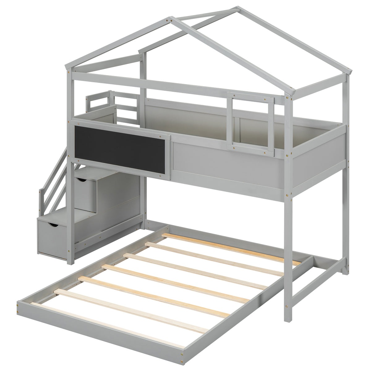 Twin-Full Storage Bunk Bed – Gray