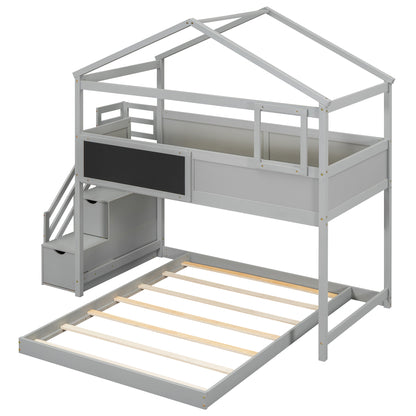 Twin-Full Storage Bunk Bed – Gray