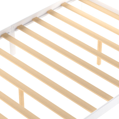 Full Platform Bed with Drawers White