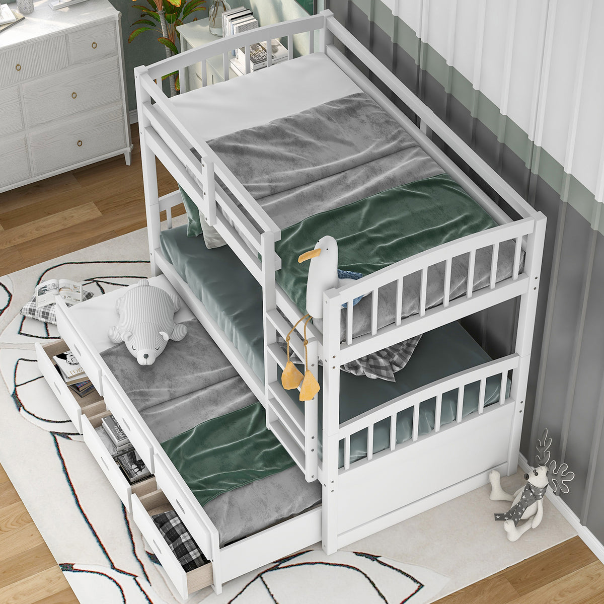 Twin Over Twin Bunk Bed White