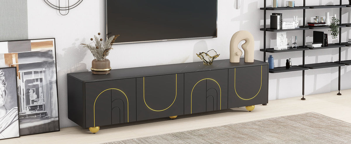 Modern TV Stand with Cabinets Walnut