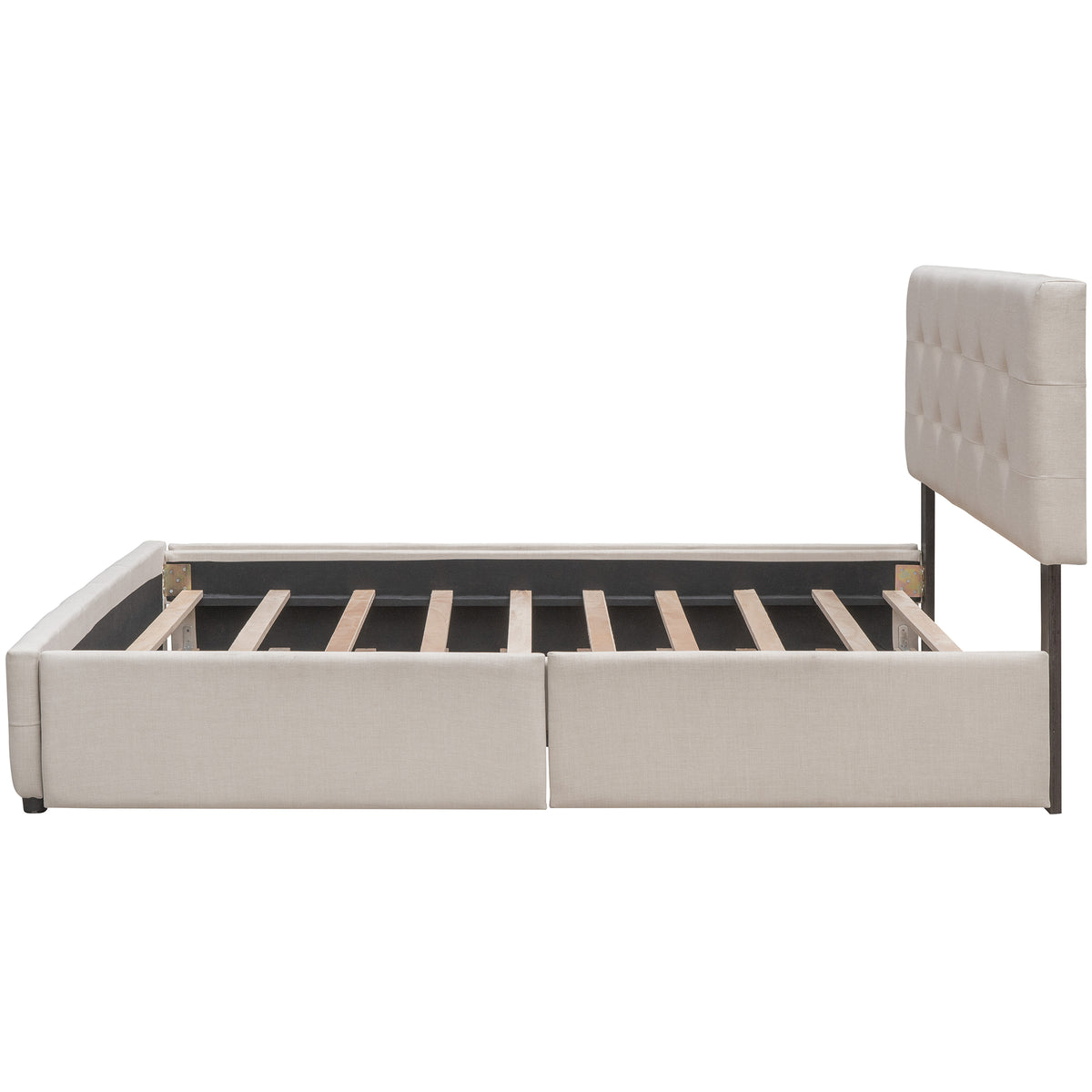 Upholstered Platform Bed Queen Dark Beige
