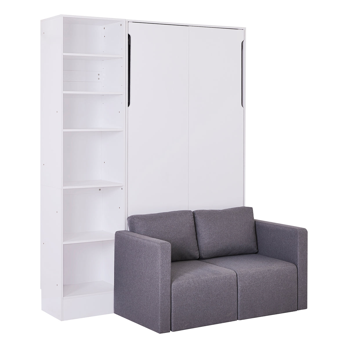 Murphy Bed with Sofa and Shelves White
