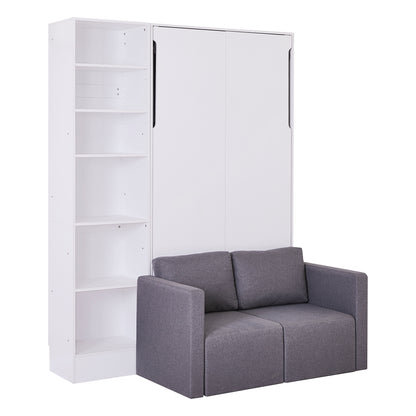 Murphy Bed with Sofa and Shelves White