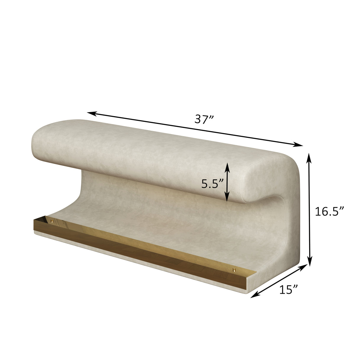 Leather Upholstered LED Entryway Bench – Beige