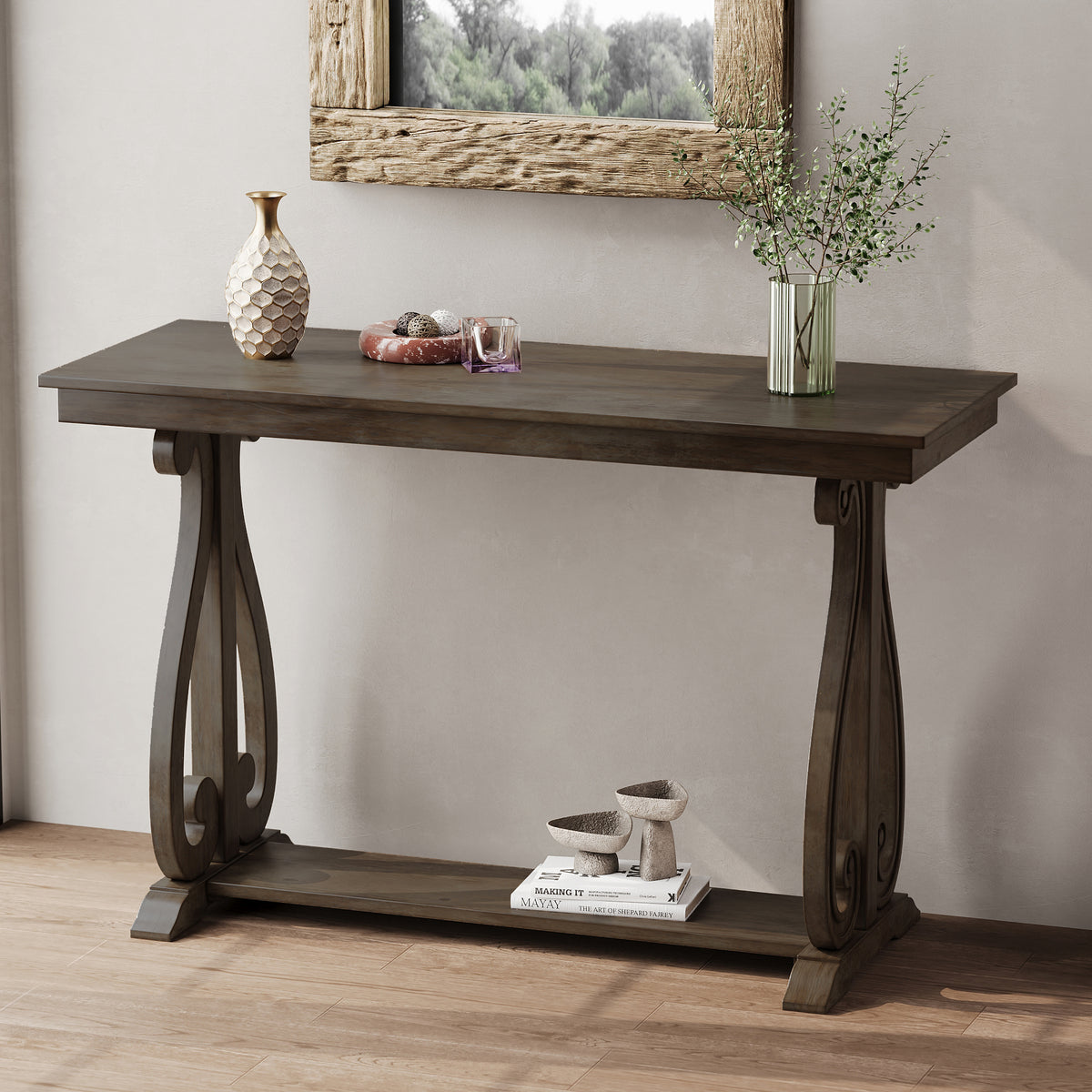 Walnut Farmhouse Console Table – 48”