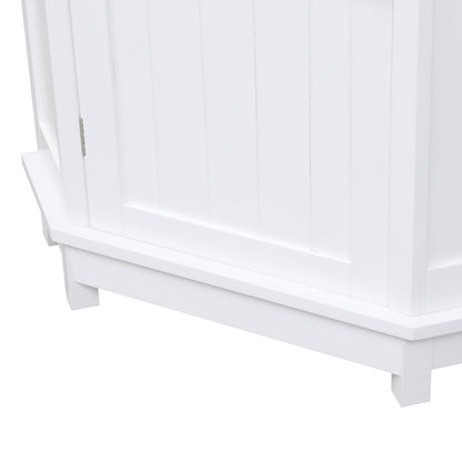 White Corner Bathroom Storage Cabinet Adjustable Shelves