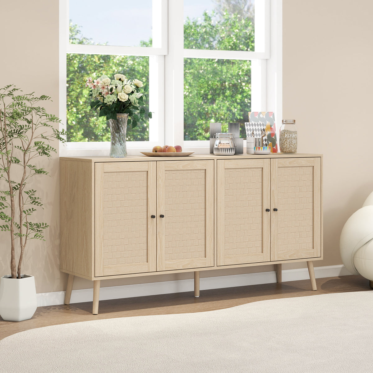 4-Door Accent Sideboard with Adjustable Shelves