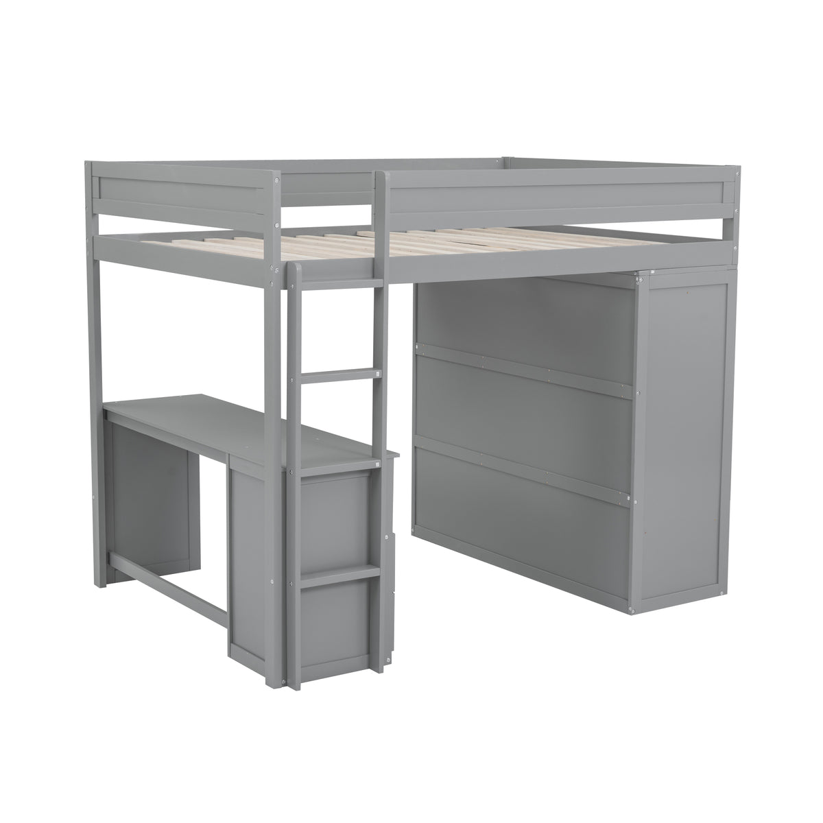 Full Loft Bed with Wardrobe Gray