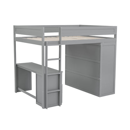 Full Loft Bed with Wardrobe Gray