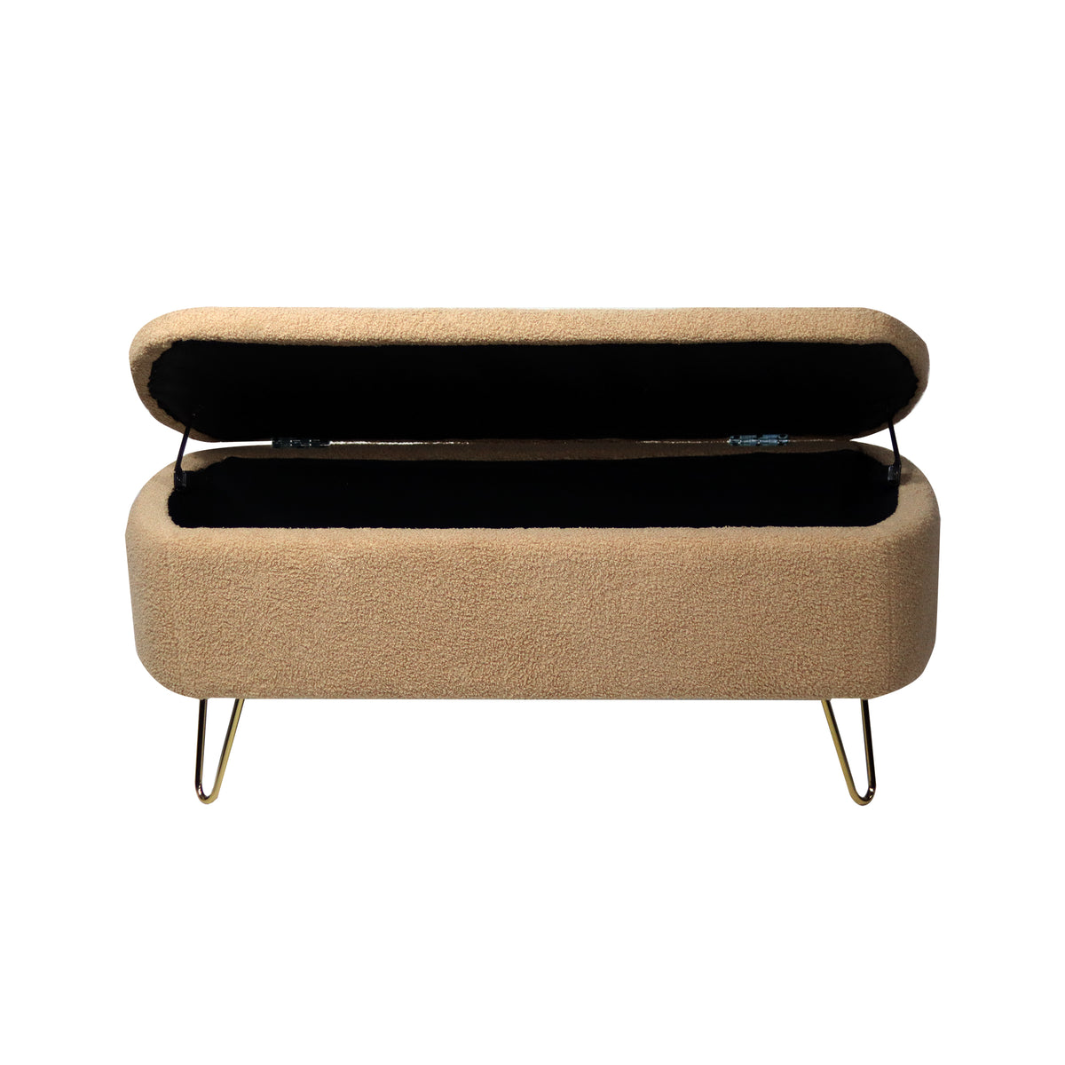 Camel Ottoman Bench with Gold Legs